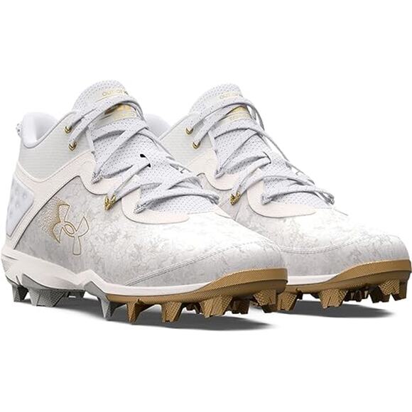 Under Armour Mens Harper 8 Mid RM Baseball Cleats US 13 White Gold NIB - Picture 1 of 12